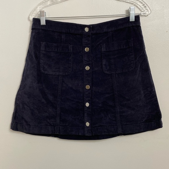 Urban Outfitters Mini Skirt Women’s Medium Navy Button Up Pockets Velour - Picture 1 of 13